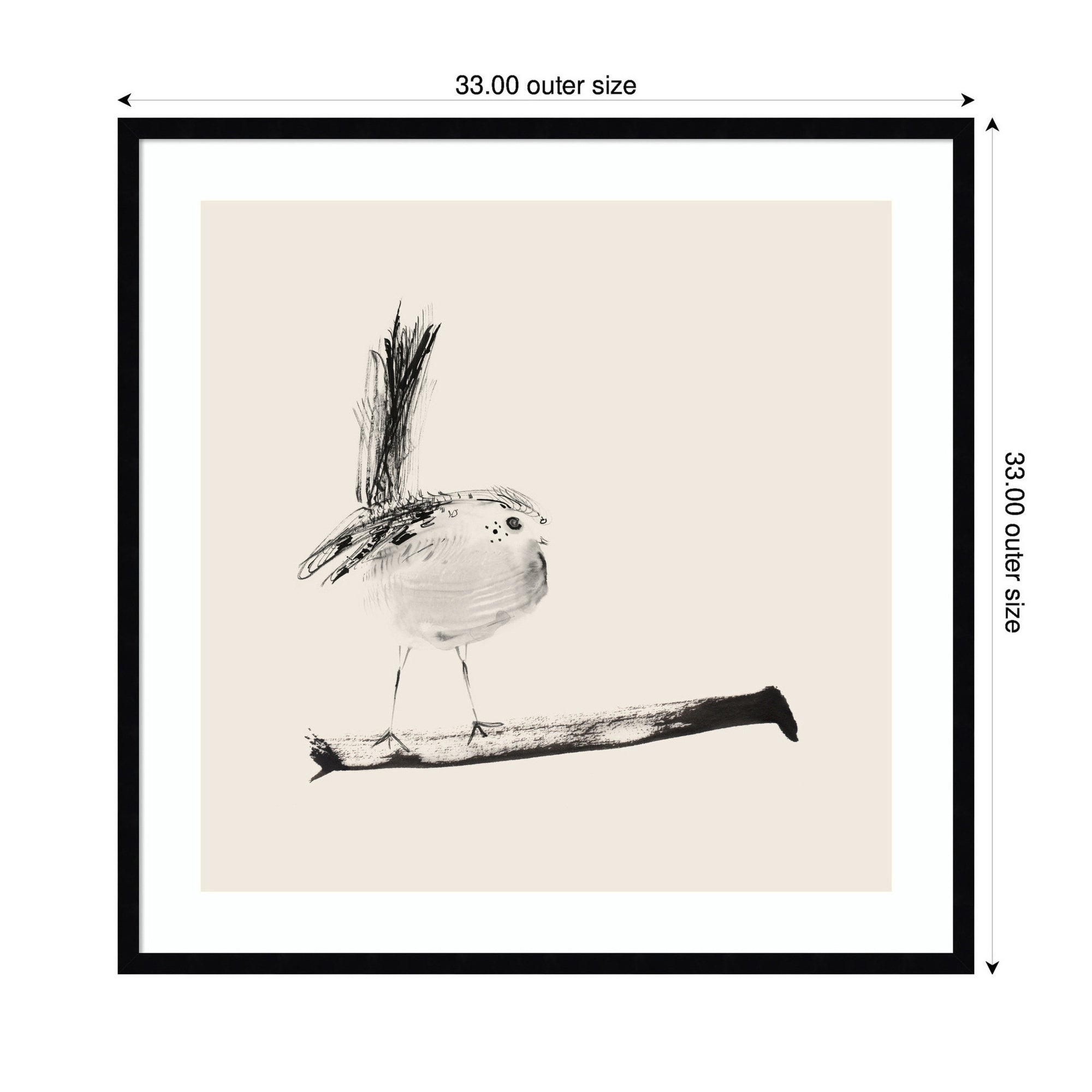 Sketched Bird On Branch by Danushka Abeygoda Framed Wall Art Print