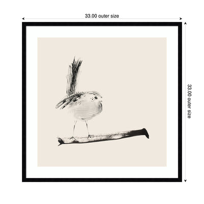 Sketched Bird On Branch by Danushka Abeygoda Framed Wall Art Print