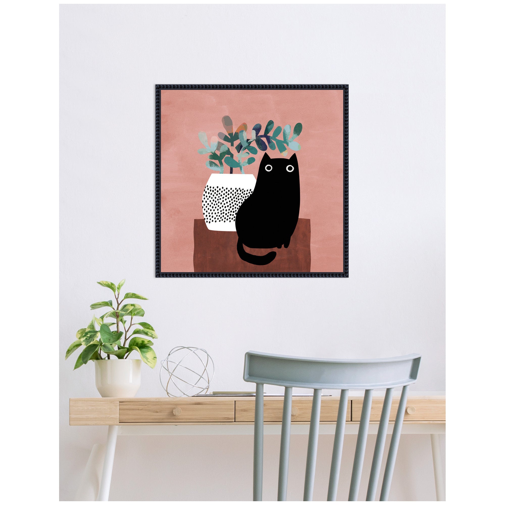AR Black Cat No.
17 by Planet Cat Framed Canvas Wall Art Print
