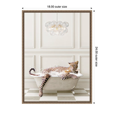 Sylvie Cheetah Traditional Chandelier Bath Framed Canvas by Amy Peterson
