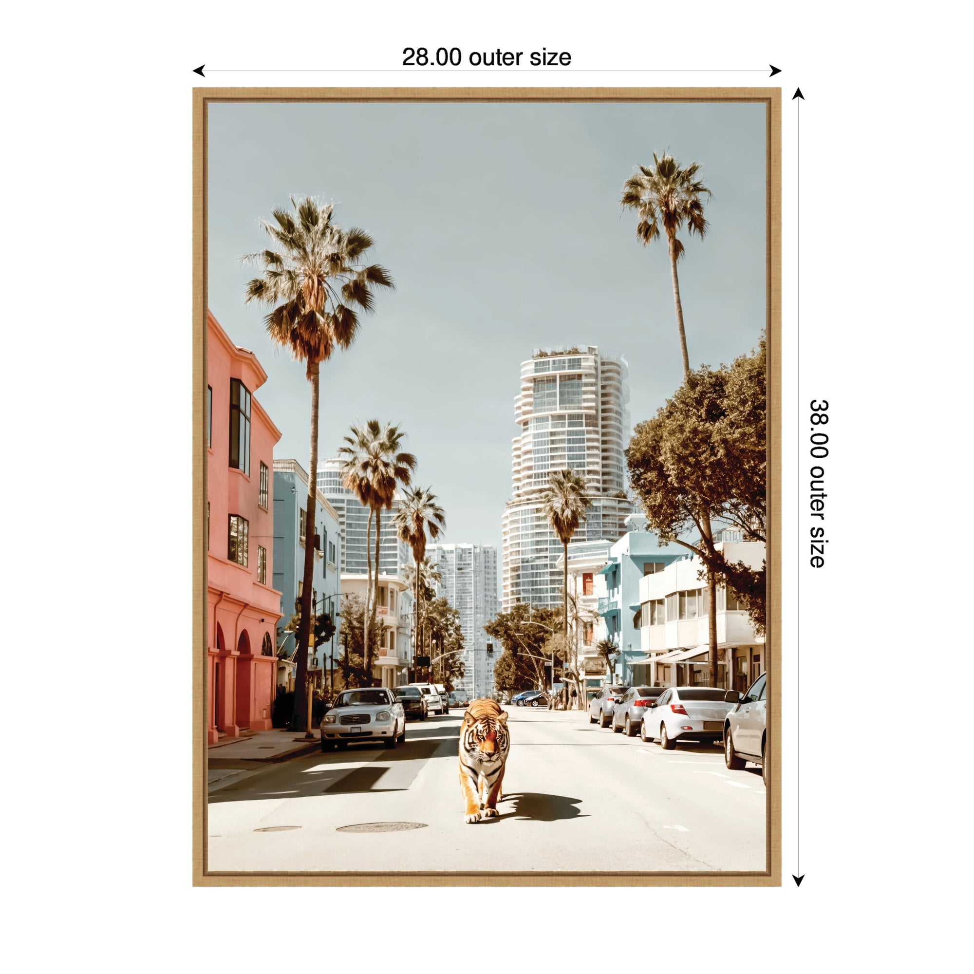 Sylvie California Tiger Roaming through Palm Springs Framed Canvas by Michael Schauer
