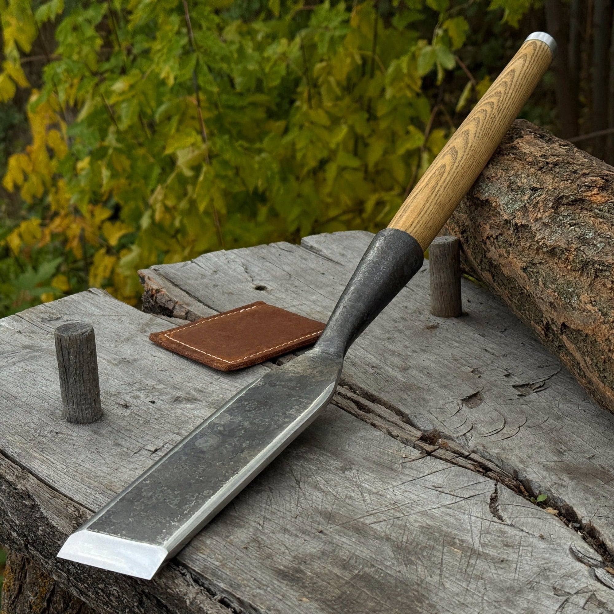 Timber Slick Chisel with ash handle and leather edge guard for woodworking