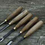 10-piece wood carving chisel and gouge set with ash wood handles and forged steel blades