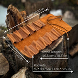 Handmade 10 Pocket Leather Tool Roll made from Crazy Horse leather by Sharky Forged Steel Tools