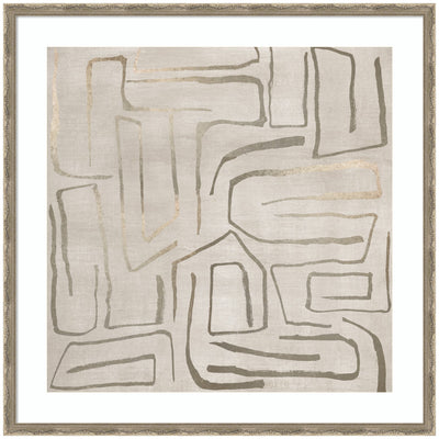 NC Kenya by Nikki Chu framed wall art print showing abstract pattern in muted tones with Mila Dark Silver frame
