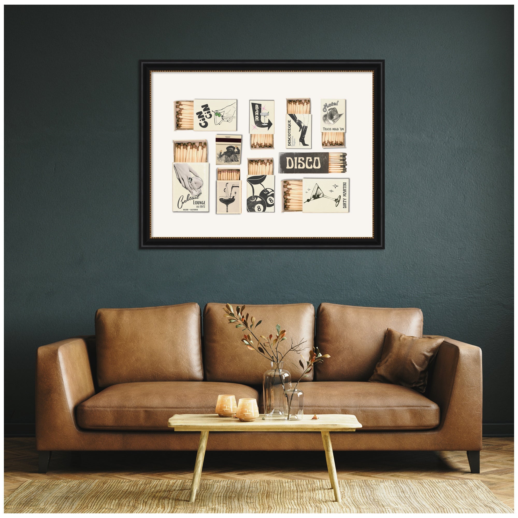 Vintage Matchboxes Neutral Black and Beige by Honey Island Studio Framed Wall Art Print