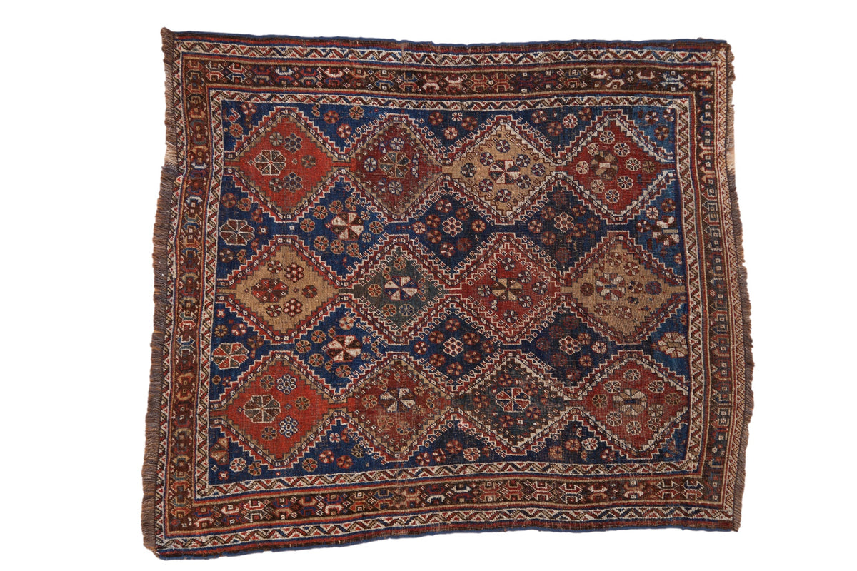 4x4.5 Antique Qashqai Square Rug by Old New House® - main product image for Resin Society