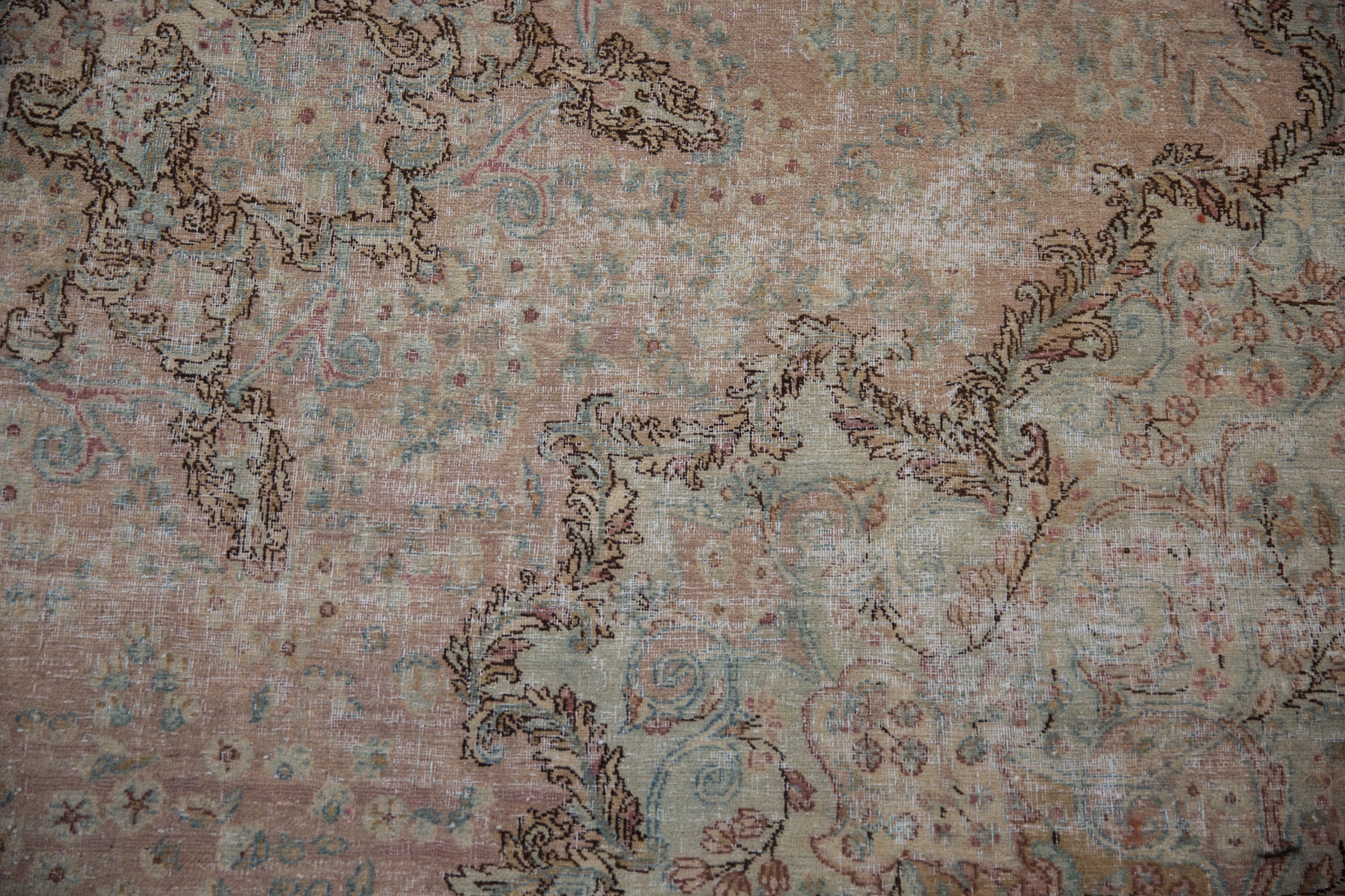 9.5x10 Vintage Fine Distressed Cyrus Crown® Kerman Square Carpet by Old New House® - product image 11 for Resin Society