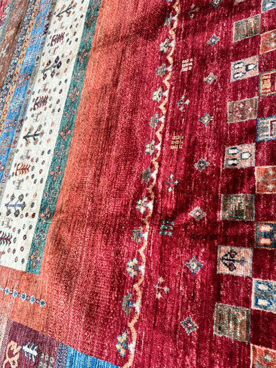 Afghani Khorjin Wool Rug – 7' x 9'10" – Vibrant Geometric & Tribal by Rugistan - product image 13 for Resin Society