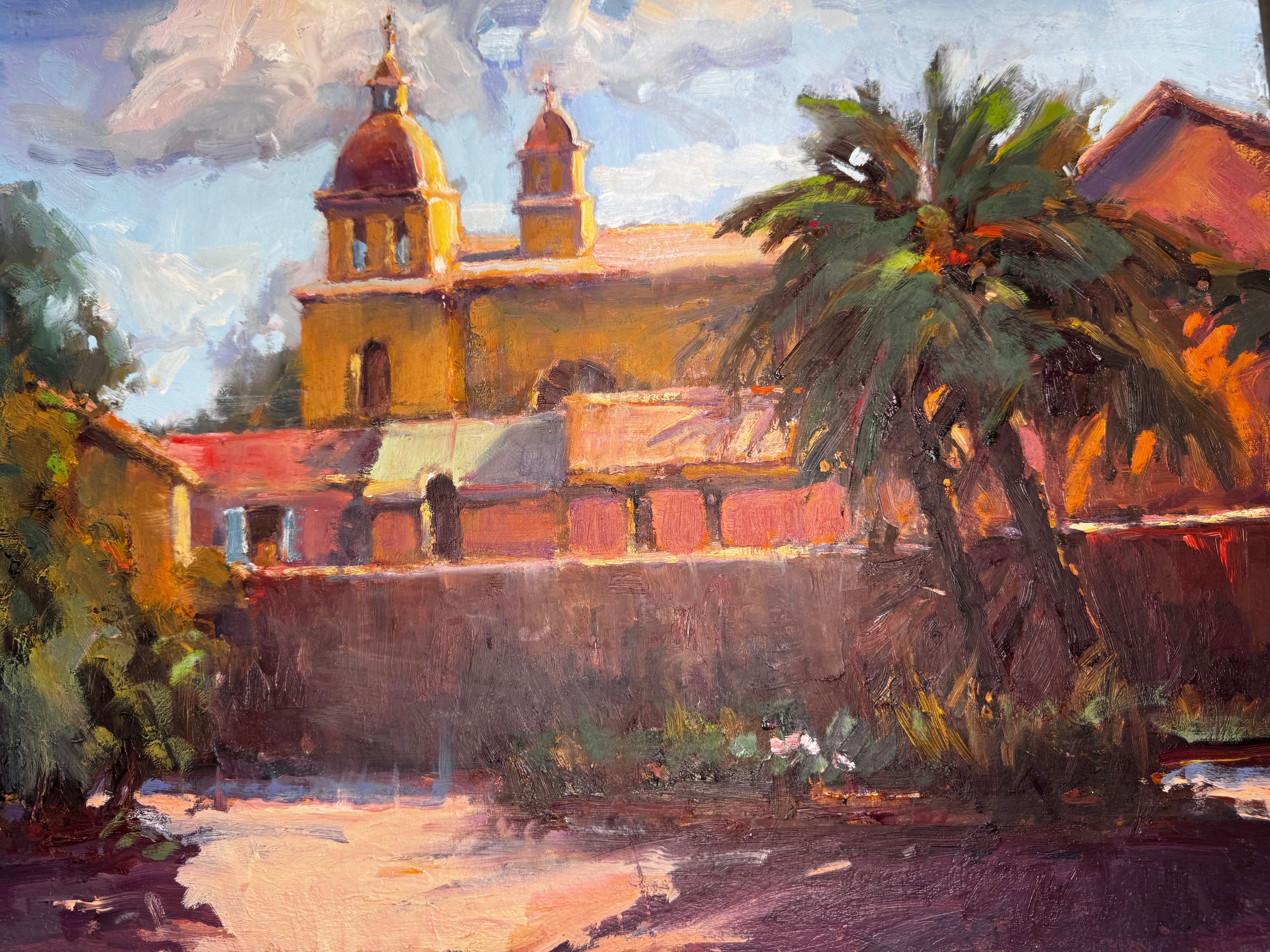 Original plein air painting titled 'One Hundred and Five' by John Beard Collection showing a soft-toned coastal landscape on board.