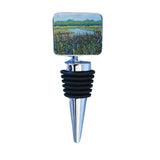 Wine Bottle Stopper: All Journeys Have Secret Destinations showing a zinc-alloy decorative top with coastal artwork