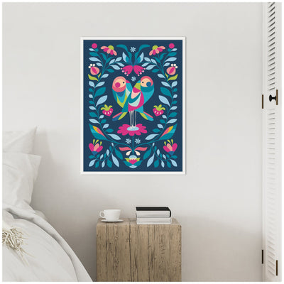 Sylvie Love Birds Framed Canvas by Rachel Lee