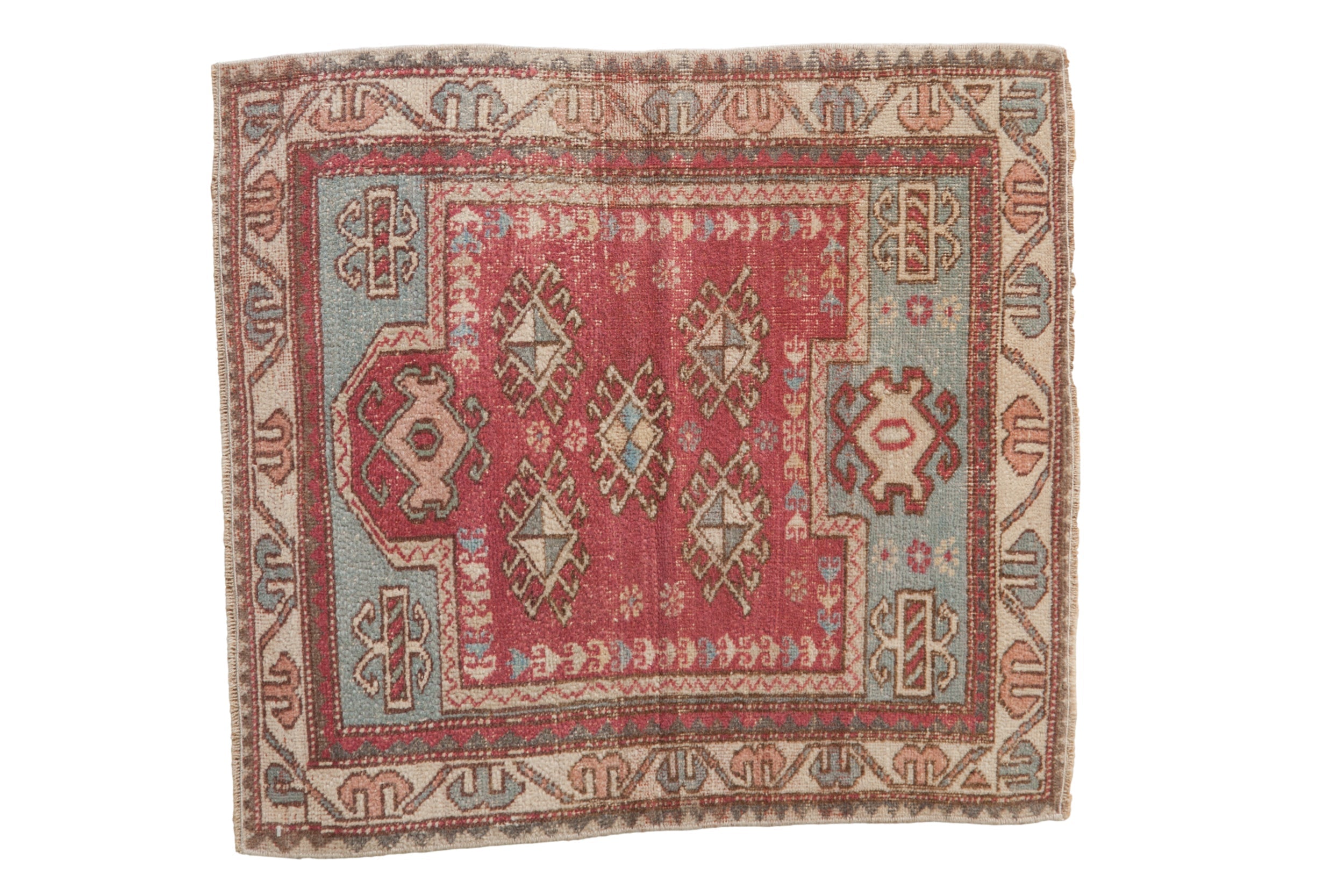 2.5x3 Vintage Distressed Oushak Square Rug
