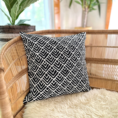 Geo Flowers Black Sadza Pillow by Mbare Ltd - main product image for Resin Society