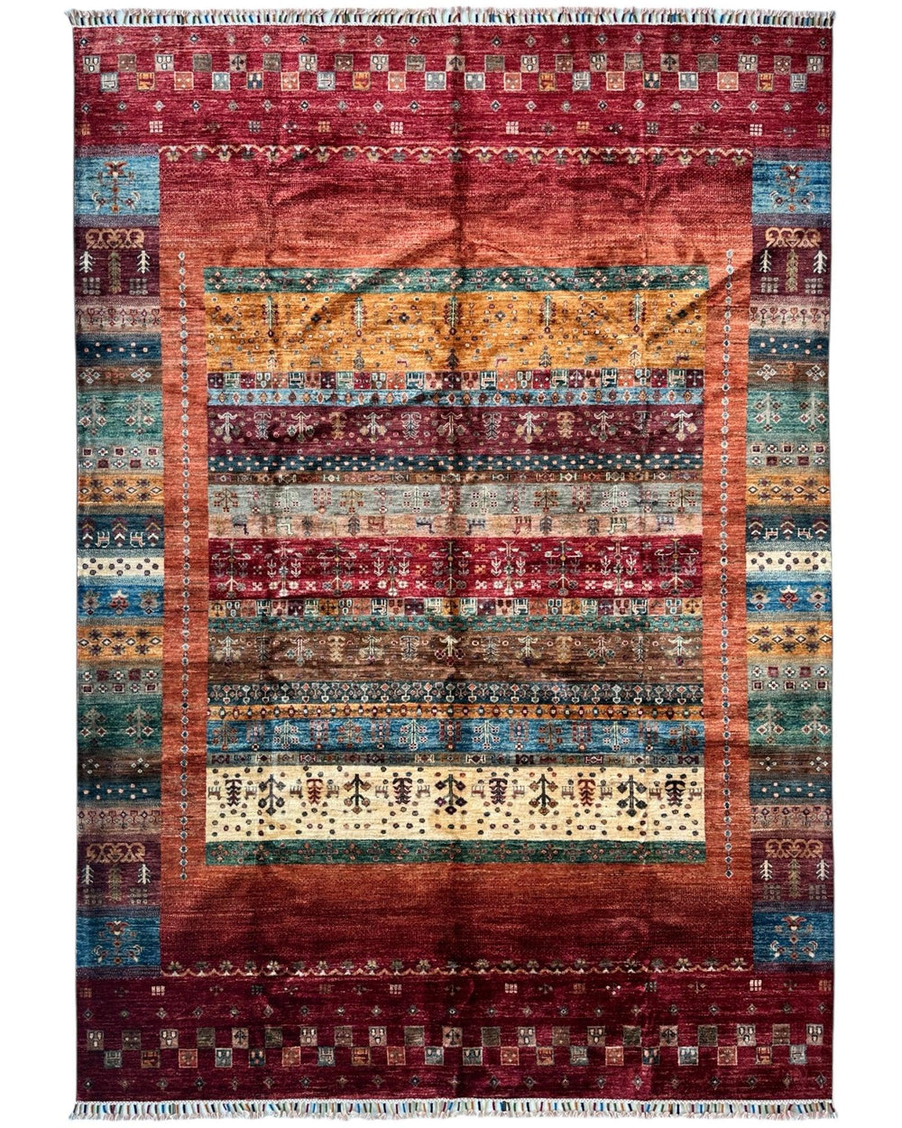 Afghani Khorjin Wool Rug – 7' x 9'10" – Vibrant Geometric & Tribal by Rugistan - main product image for Resin Society