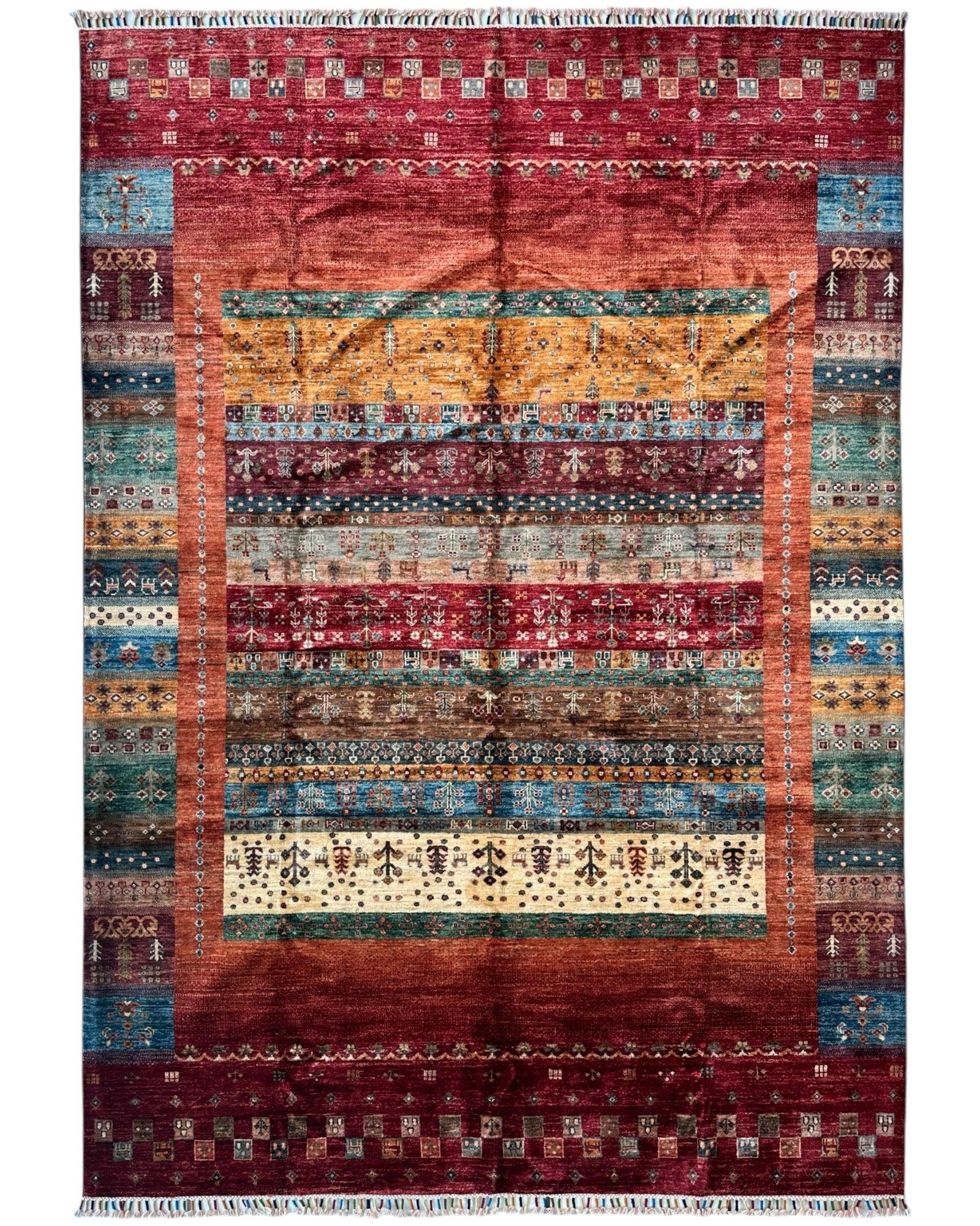 Afghani Khorjin Wool Rug – 7' x 9'10" – Vibrant Geometric & Tribal by Rugistan - main product image for Resin Society