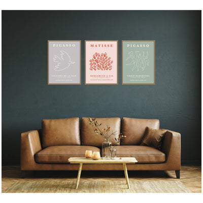 Picasso Inspired Bird & Inspired Dance 3 Piece Framed Canvas Wall Art Set by Gabrielly Guedes