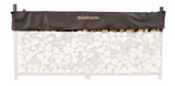 Woodhaven Short Firewood Rack Seasoning Cover in black on a firewood rack
