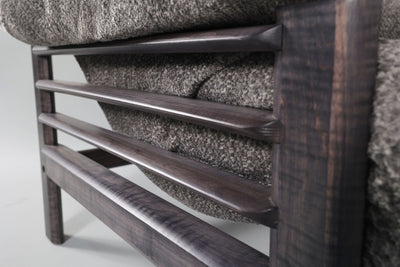 Chair & Ottoman – Oswalt Sterling with Tiger Maple Arms (Black) by Enrico Bartolini - product image 8 for Resin Society