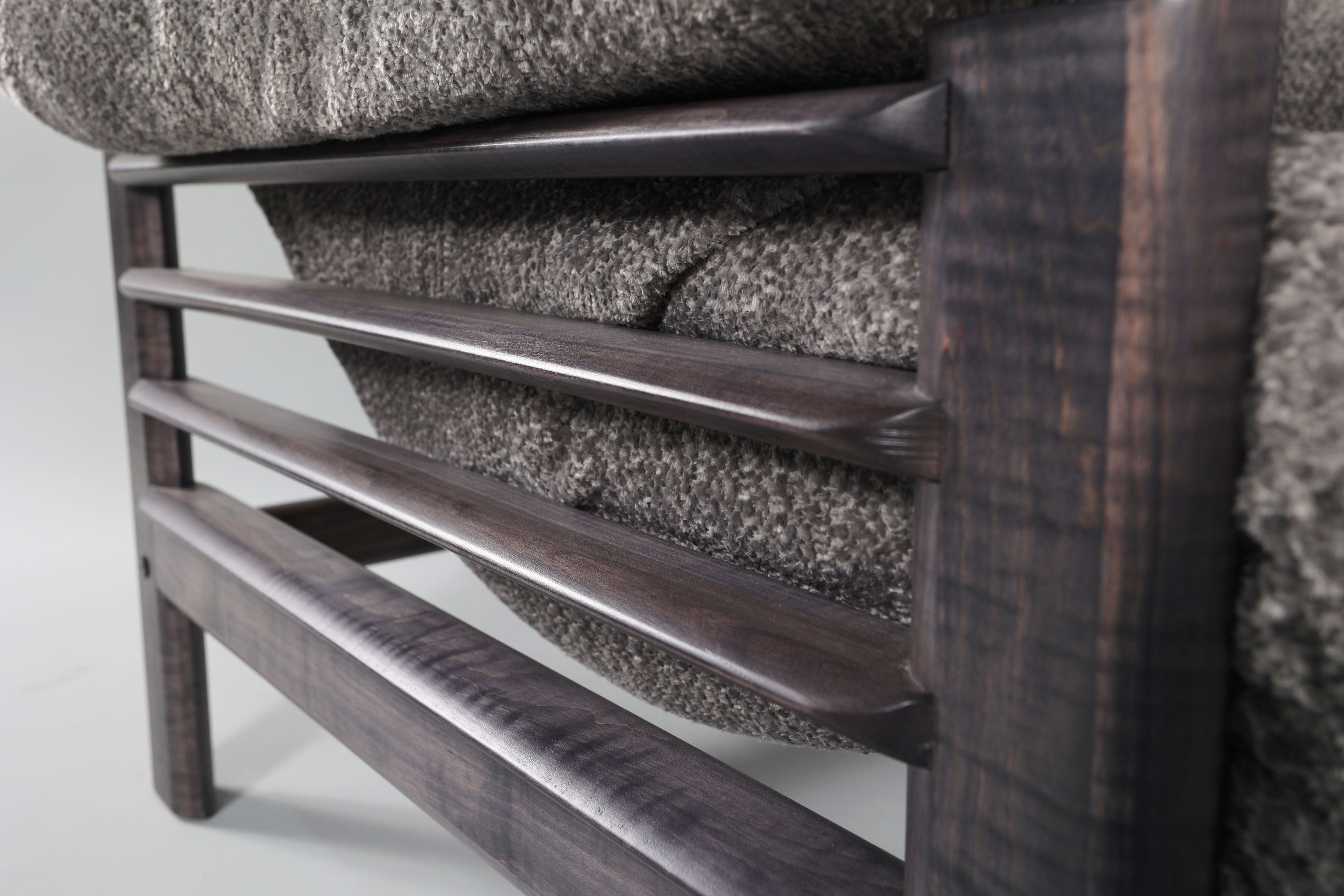 Chair & Ottoman – Oswalt Sterling with Tiger Maple Arms (Black) by Enrico Bartolini - product image 8 for Resin Society