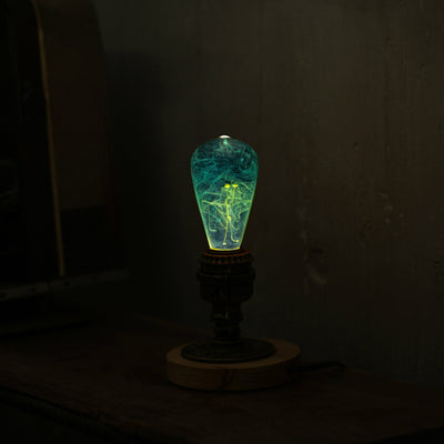 EP Light Mind Decorative Resin LED Bulb with unique resin design and wooden base options