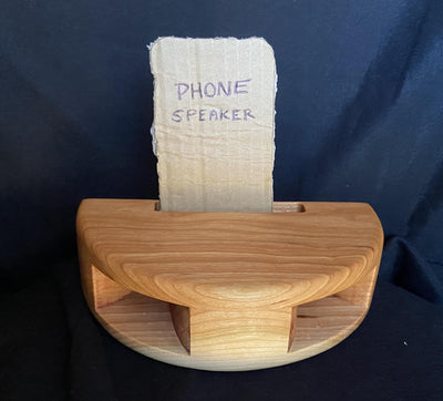 Handmade wooden smartphone speaker amplifier in Cherry, White Oak, and Mahogany finishes