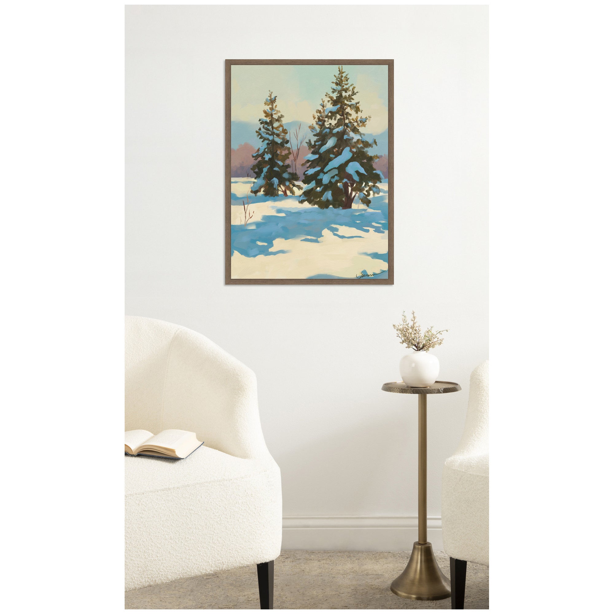 Morning Snow by Mary Sparrow Framed Canvas Wall Art Print