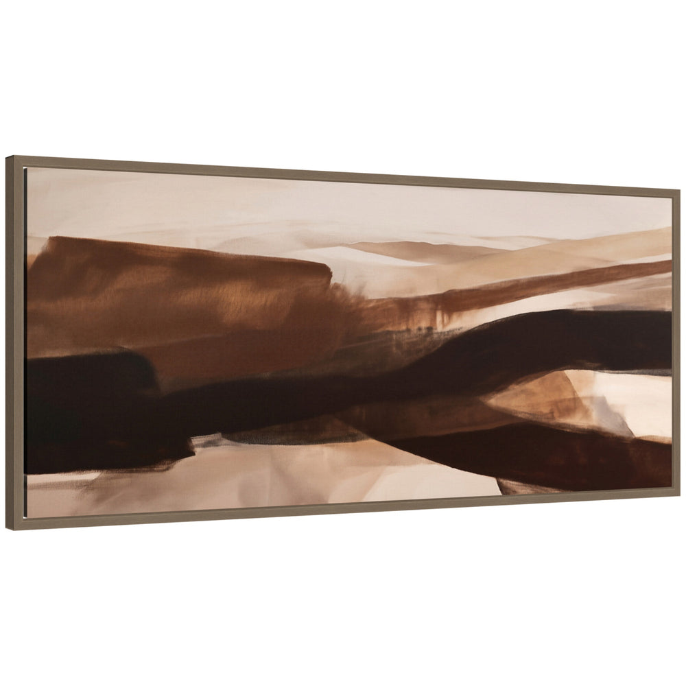 Framed canvas wall art print titled Pathway II Panel by Amy Lighthall with dark gold tones and Sylvie designer moulding frame.