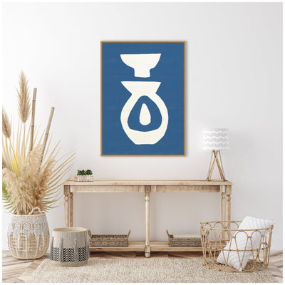 Sylvie Ceramic Blue Beige 1 Framed Canvas by Rocket Jack