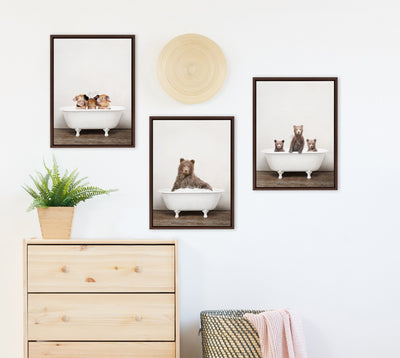 Sylvie Three Little Bears in Vintage Bathtub Framed Canvas