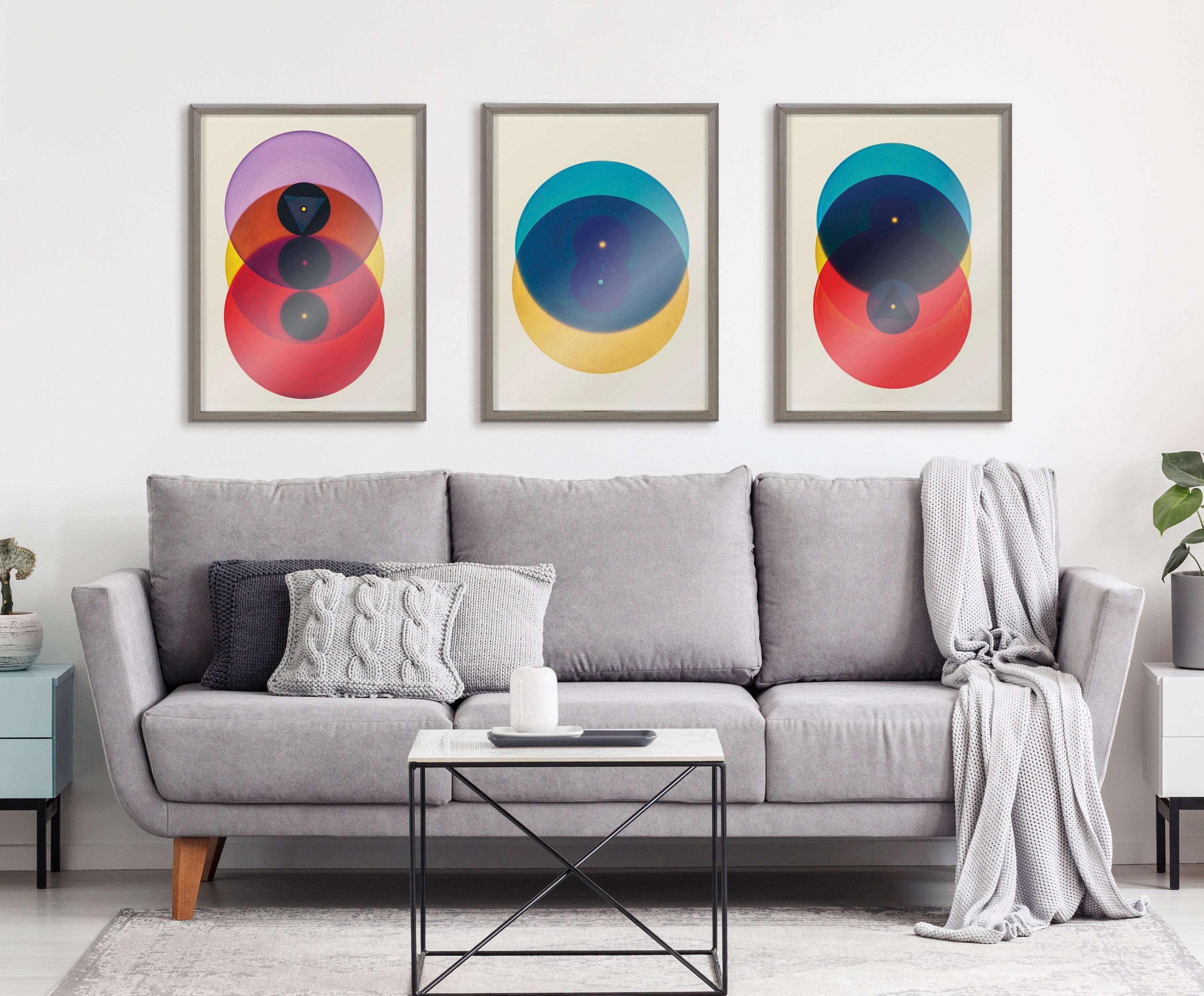 Blake Colorful Records Purple Red Framed Printed Glass by kateandlaurel - product image 6 for Resin Society