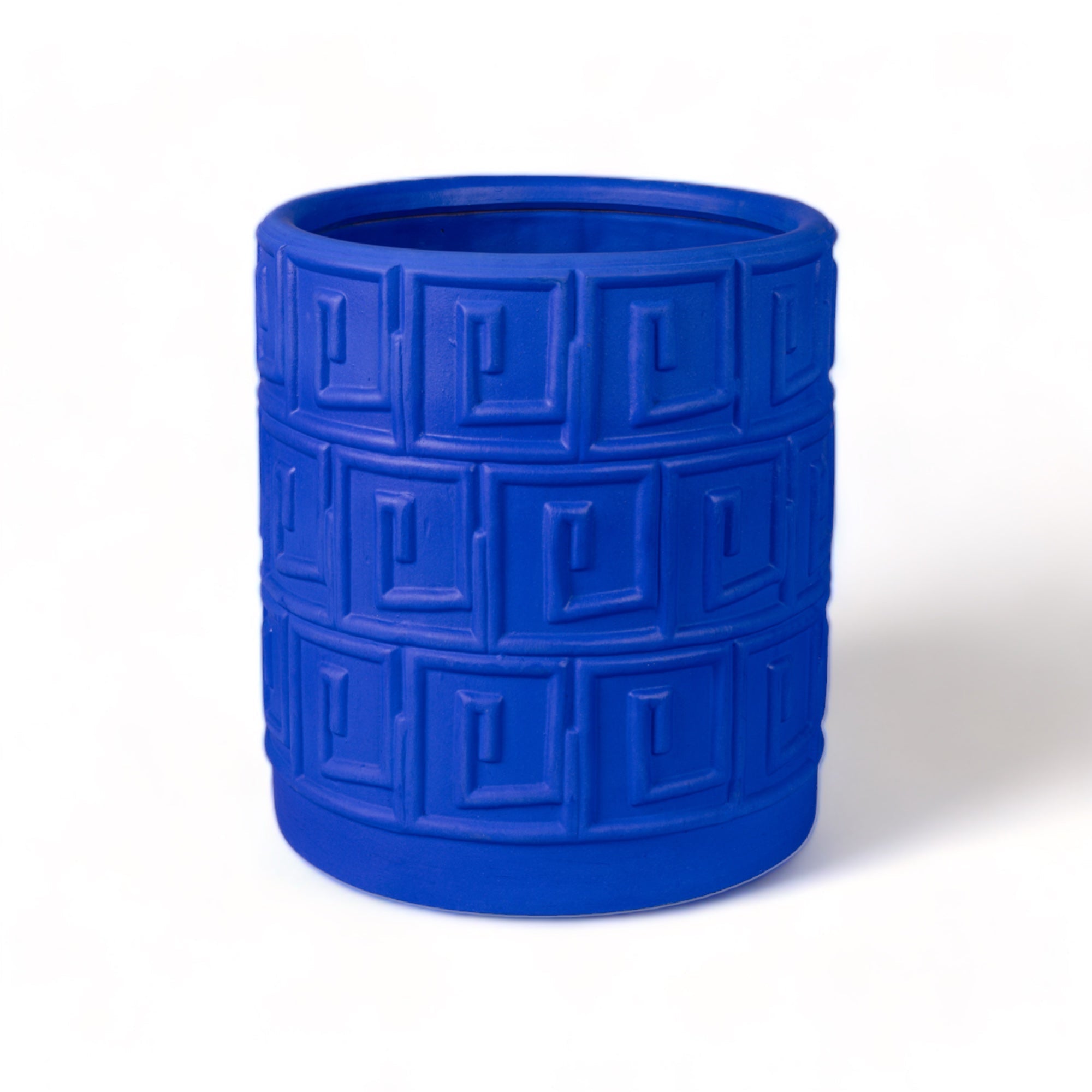 Terracotta Vase with Saucer Greca Blue by DEKOR - product image 2 for Resin Society