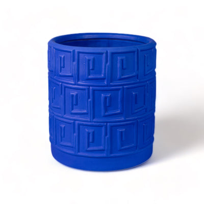 Terracotta Vase with Saucer Greca Blue by DEKOR - product image 2 for Resin Society