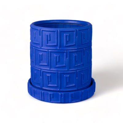 Terracotta Vase with Saucer Greca Blue by DEKOR - main product image for Resin Society