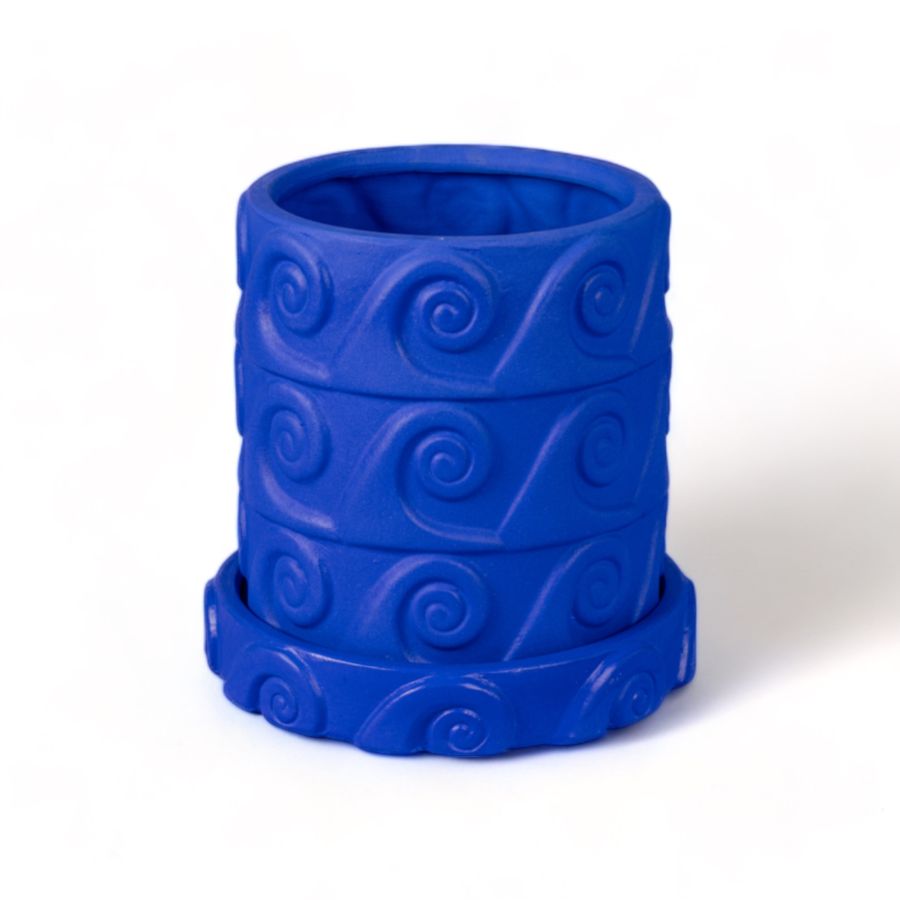 Terracotta Vase with Saucer Onda Blue by DEKOR - main product image for Resin Society