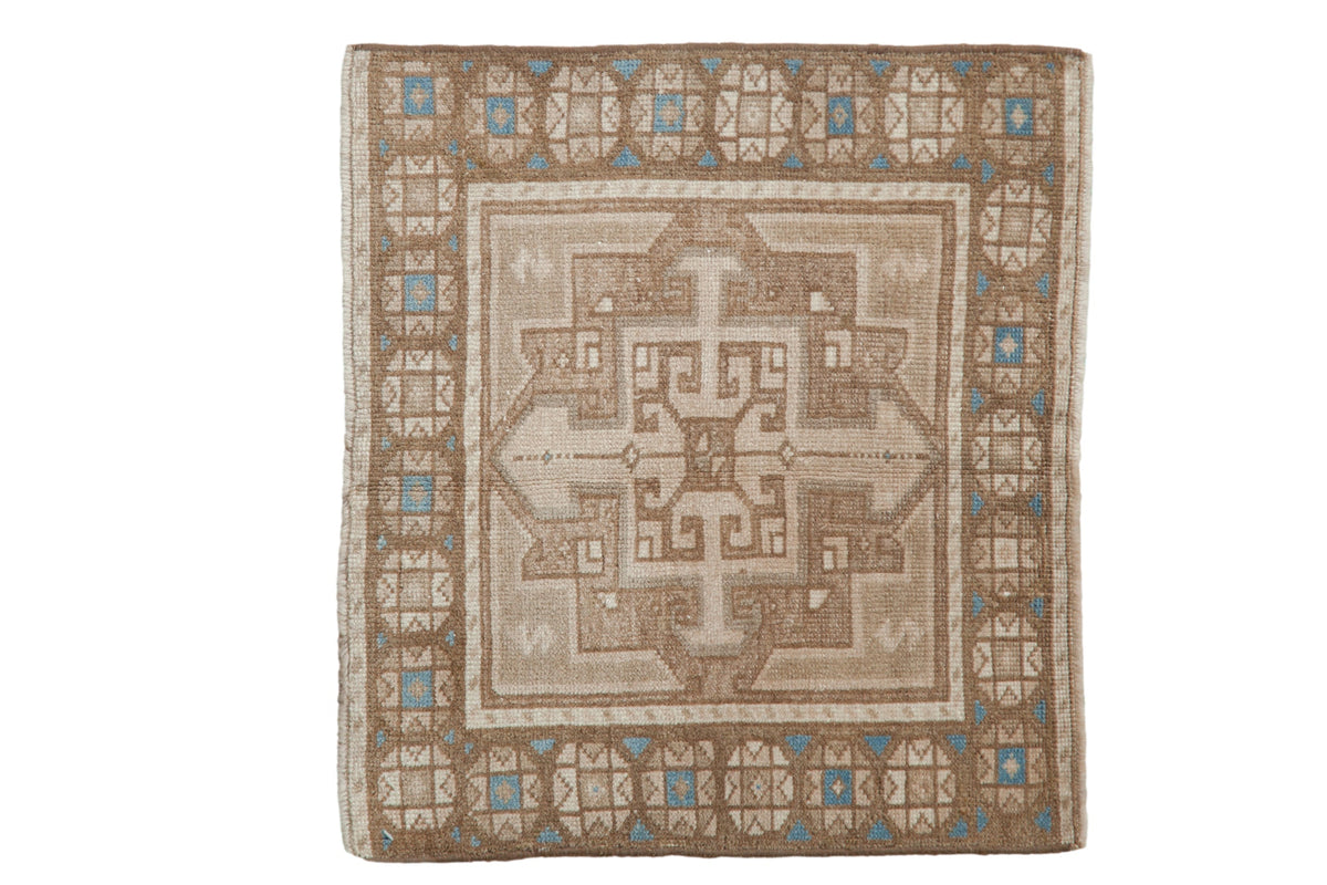 2x2.5 Vintage Distressed Oushak Square Rug Mat with floral medallion and soft color tones