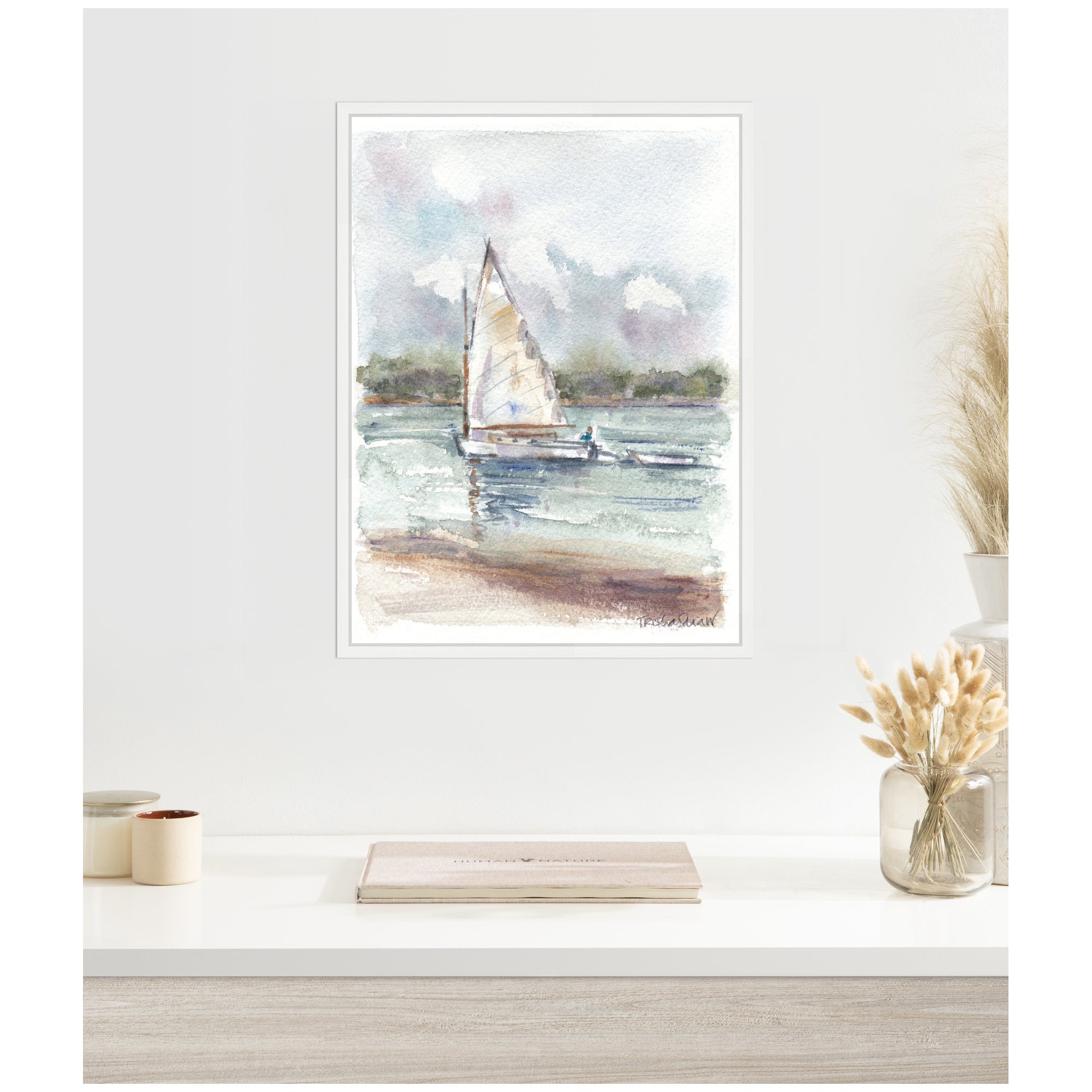 Sylvie 1 Maryanne Welch Chatham Fog Sailboat Framed Canvas by Patricia Shaw