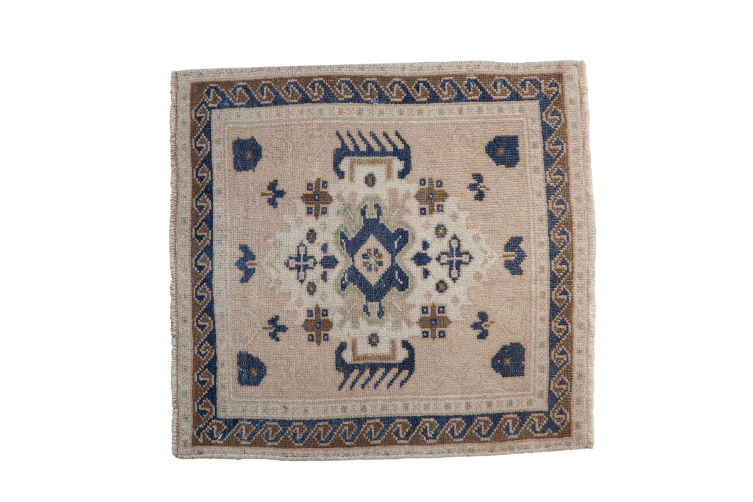 2x2 Vintage Distressed Oushak Square Rug Mat