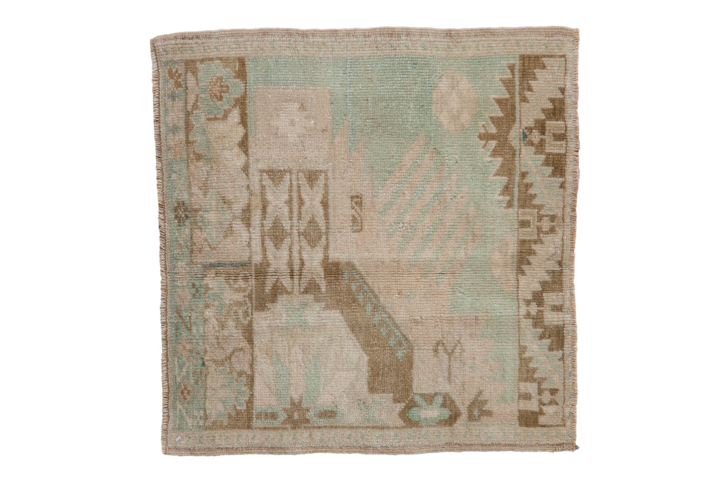 2x2 Vintage Distressed Oushak Square Rug Mat
