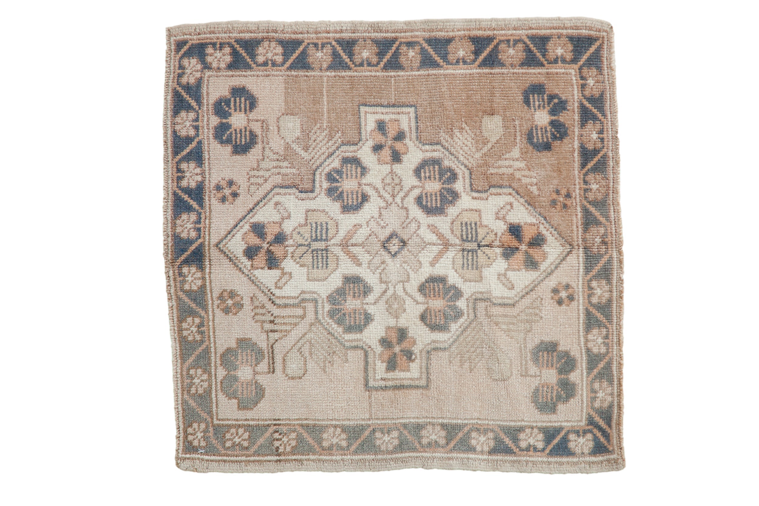 2x2.5 Vintage Distressed Oushak Square Rug Mat