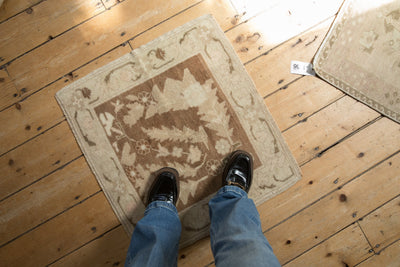 2x2.5 Vintage Distressed Oushak Square Rug Mat