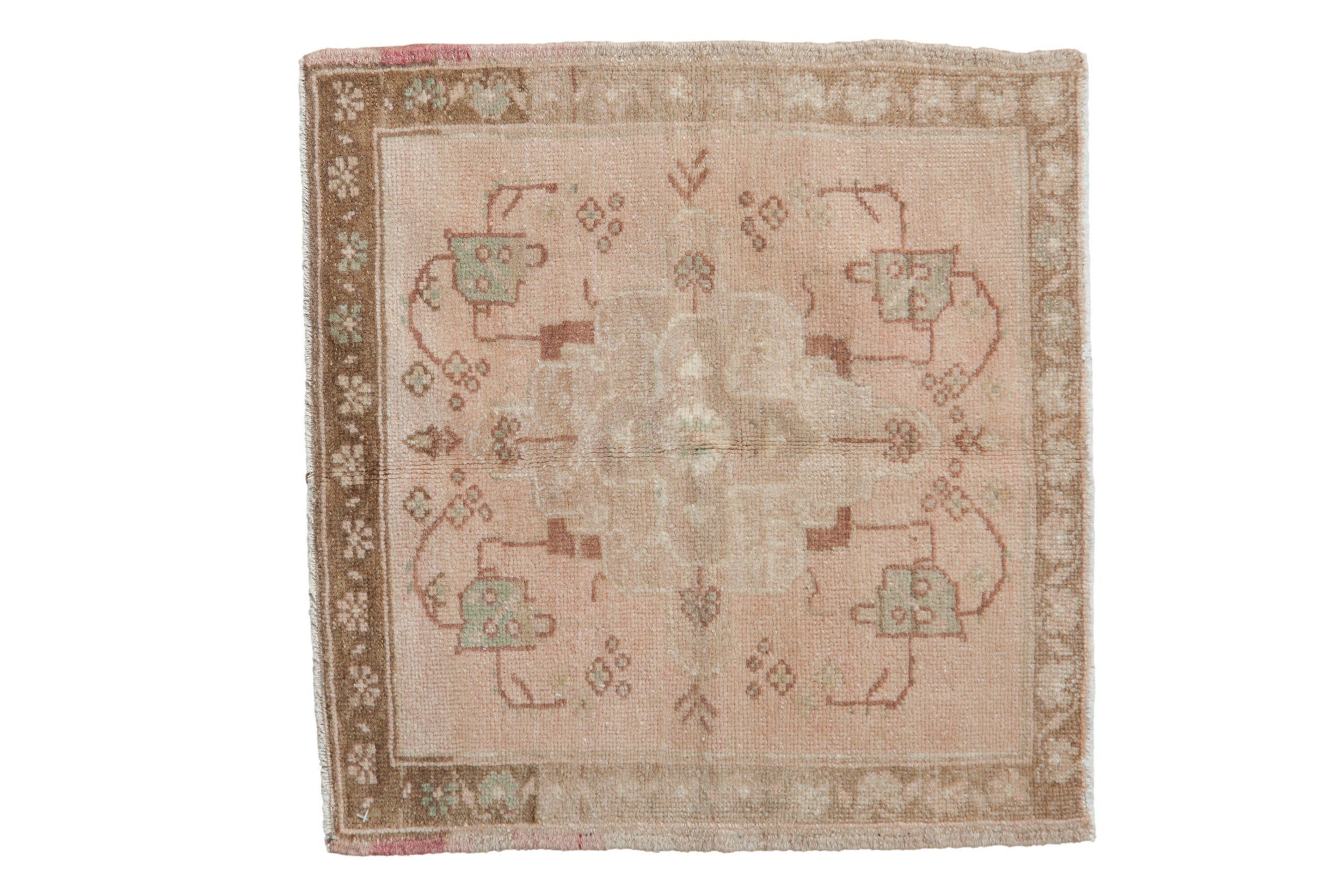 2x2 Vintage Distressed Oushak Square Rug Mat