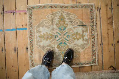 2.5x2.5 Vintage Distressed Oushak Square Rug Mat