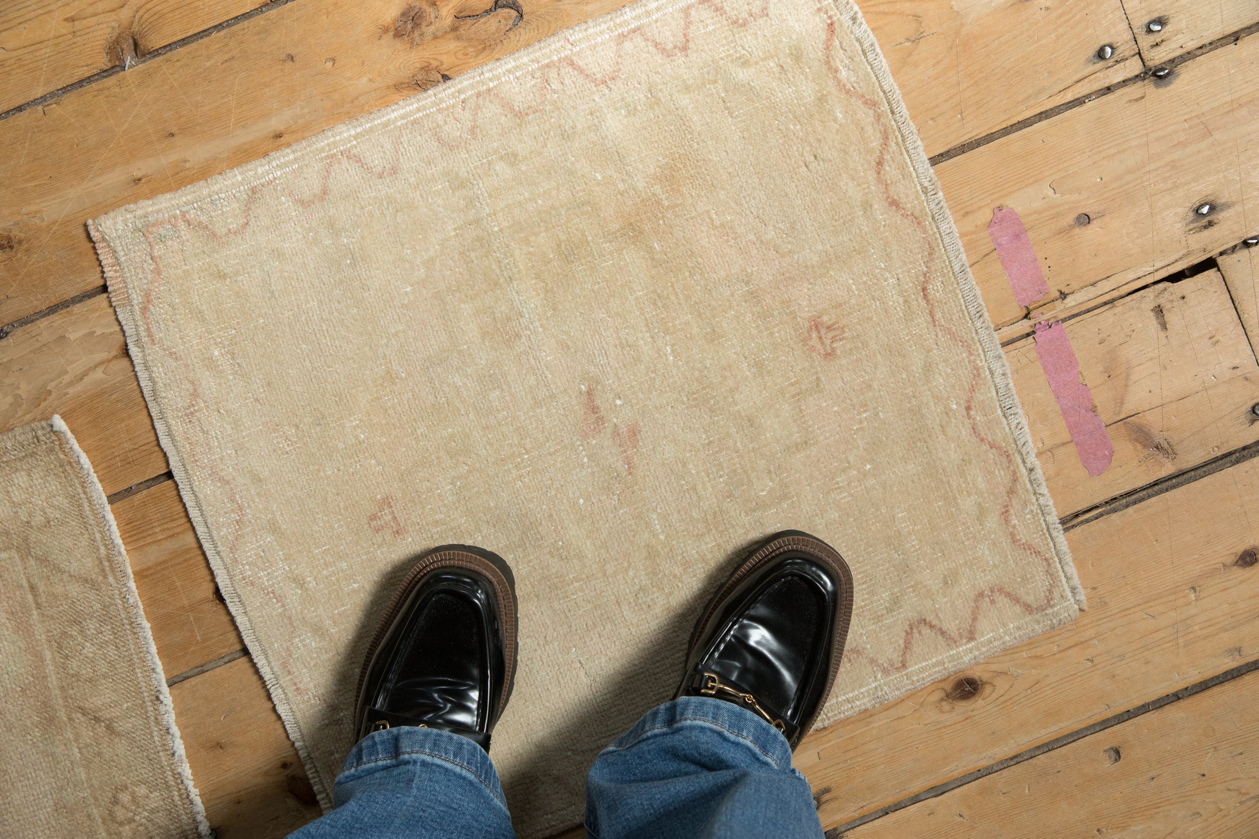 2.5x2.5 Vintage Distressed Oushak Square Rug Mat