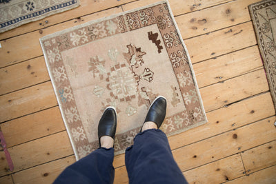 2.5x2.5 Vintage Distressed Oushak Square Rug Mat