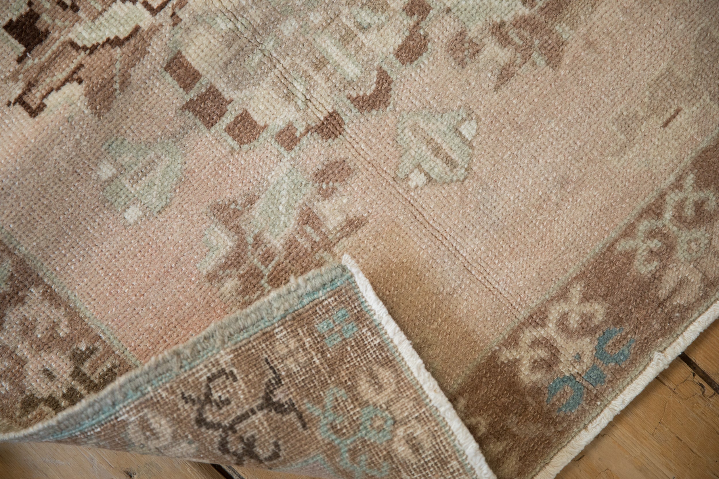 2.5x2.5 Vintage Distressed Oushak Square Rug Mat