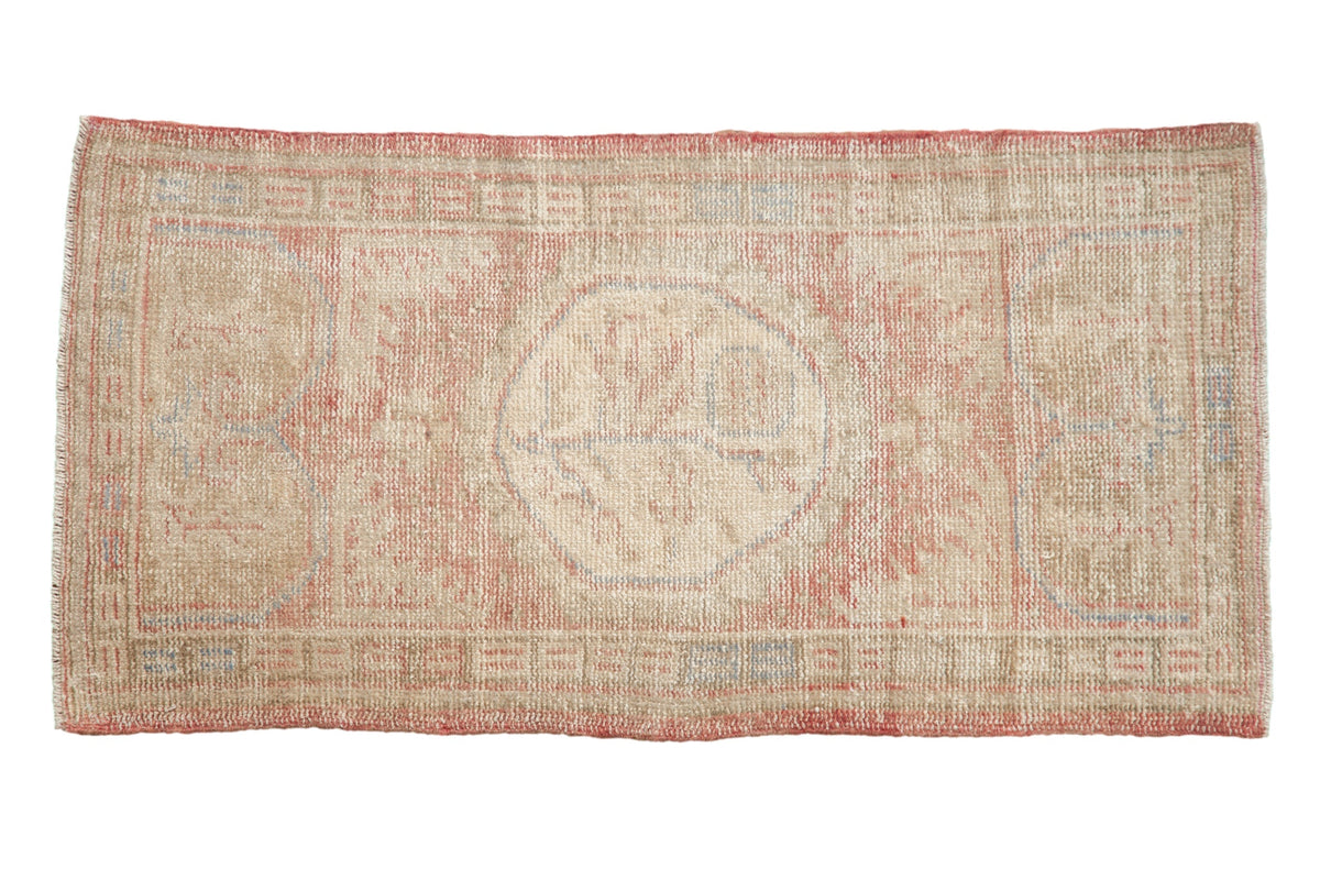 2x4.5 Vintage Distressed Oushak Rug Runner with floral medallion in soft tones