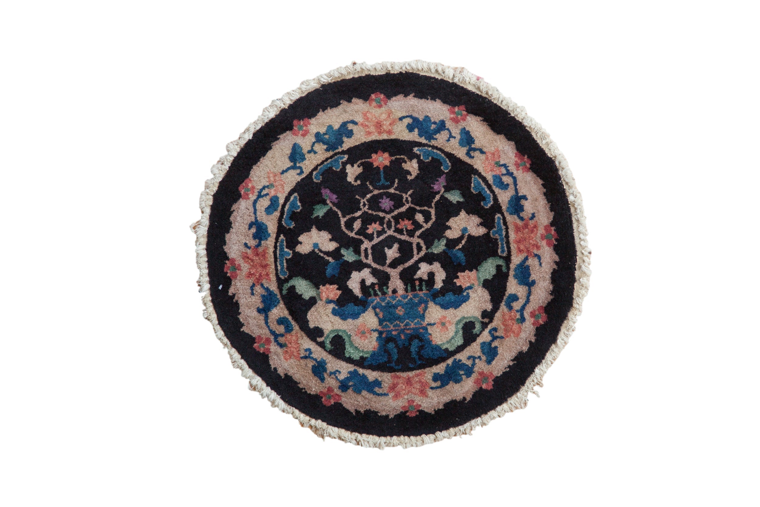 2.5x2.5 Vintage Nichols Art Deco Round Rug Mat