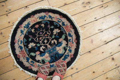 2.5x2.5 Vintage Nichols Art Deco Round Rug Mat