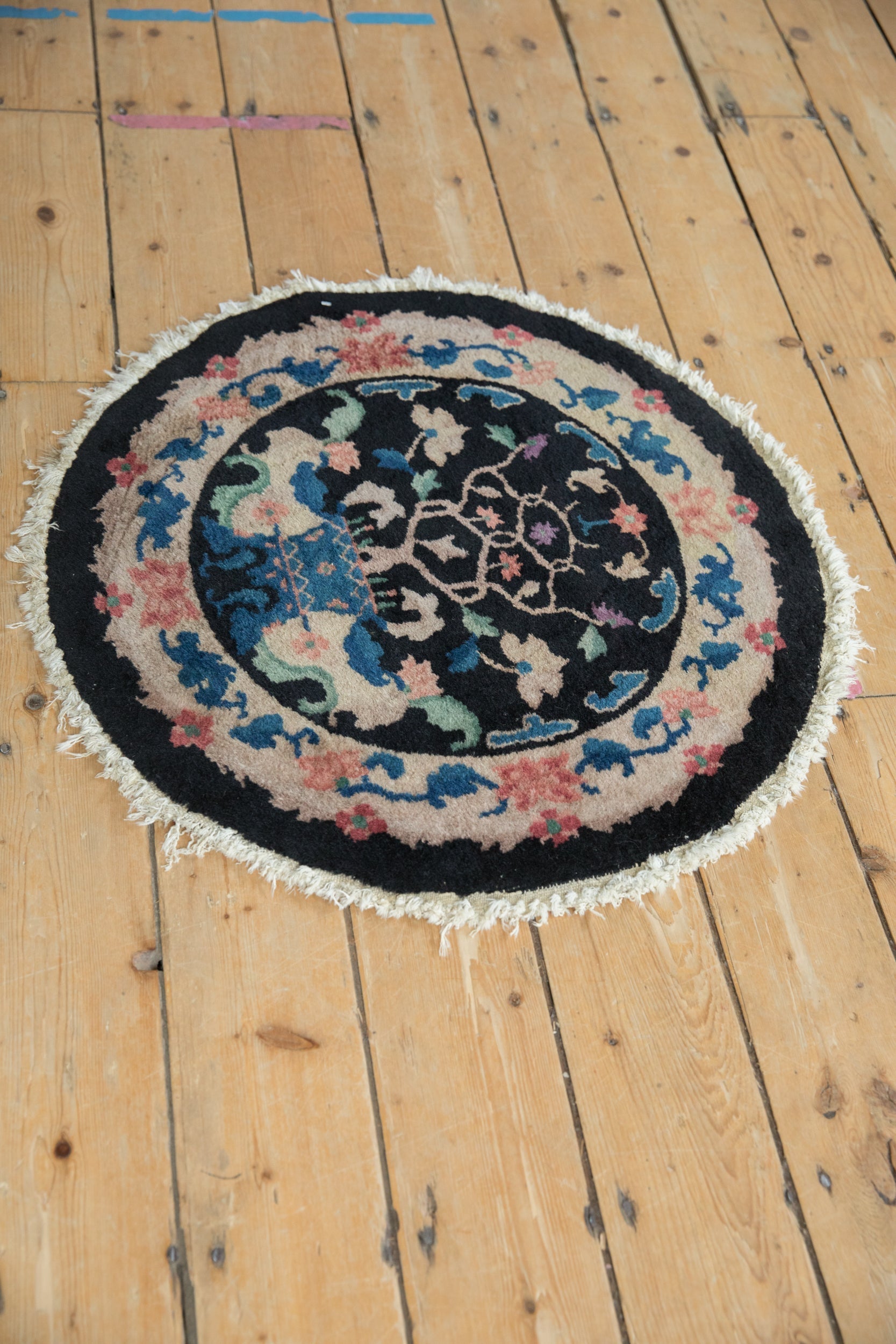 2.5x2.5 Vintage Nichols Art Deco Round Rug Mat